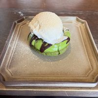 Matcha ice cream donut  at Vegan Sushi Tokyo in Tokyo