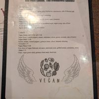 Separate vegan menu at Cake's Cafe in Santa Fe