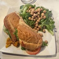 Veggie panini with chickpea saladd  at Cake's Cafe in Santa Fe