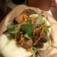 vegan bao with fried mushrooms  at Jen's Bing Café in Amsterdam