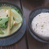 Greem Curry with Rice. at Mandala in Bonn