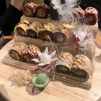 “Tuna" roll, mango roll with “salmon”  at Mandala in Bonn