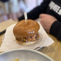 Southern fried chicken burger  at Velicious Café in North Narrabeen