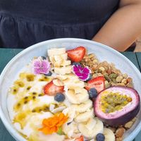 Granola bowl at Velicious Café in North Narrabeen