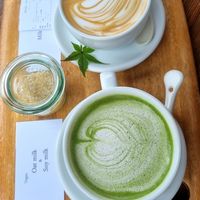 Vegan matcha latte at meguri coffee  in Nikko