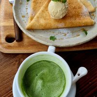 Vegan maple syrup crepe, with vanilla ice cream and butter at meguri coffee  in Nikko