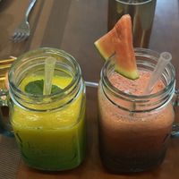 Mango and watermelon juices, delicious!  at Kerala Palace Authentic Indian Restaurant in Nha Trang