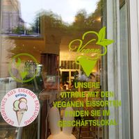 Vegan options to be found on display inside at Eissalon Salek in Wiener Neustadt
