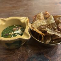 Potato skin and pesto aperitif   at Aioli Restaurant by Chris Finnigan in Birtley
