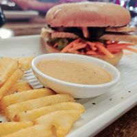 Waffle Fries and Sauce at The Uncanny in Portland