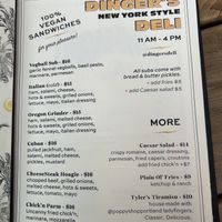 Menu  at The Uncanny in Portland