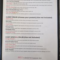 Menu at Baan Thai in Santa Maria