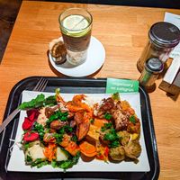 My large plate of buffet food at Sattgrün - Hafen at Sattgrün - Hafen in Dusseldorf