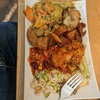 A medium plate full of food at Sattgrün - Hafen in Dusseldorf