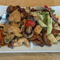 A medium plate full of food at Sattgrün - Hafen in Dusseldorf