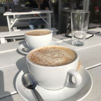 Cappuccino  at Sattgrün - Hafen in Dusseldorf