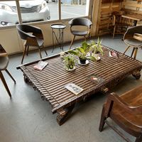 Garage turned coffee shopp  at Compass Coffee Roasting in Vancouver