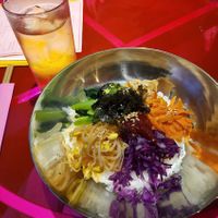 Vegan plate and chawari at Ningen Restaurant in Tokyo