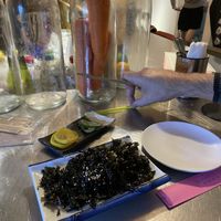 Avocado nori dish & Grandma’s pickles were both delicious   at Ningen Restaurant in Tokyo