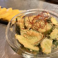 Cucumber with sesamseeds and miso   at Ningen Restaurant in Tokyo