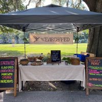 The cozy tent at the Farmers  Market  at EarthFed in Savannah