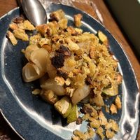 Yonge onions with white zucchini   at Giardini 36 in Cisternino