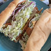 Frank on the left, trio on the right   at Providence Vegan Deli in Providence