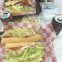 The frank, macaroni salad, and the tuna sub  at Providence Vegan Deli in Providence