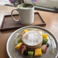 Pancakes and matcha  at V-Tribe in Chiang Mai