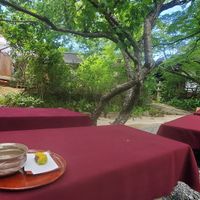 Matcha tea and sweet treat at Daihikaku Senkoji Temple in Kyoto
