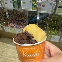 Vegan sorbet: lemon, melon and chocolate   at Venchi in Venice