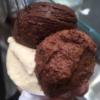 Peach and two chocolate sorbets  at Venchi in Venice