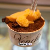 Venchi's Dark chocolate sorbet and Peach sorbet. This gave me goosebumps! :-) at Venchi in Venice