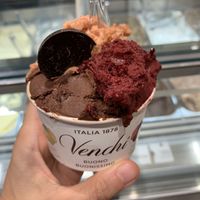 Dark chocolate (Azteco), blueberry (mirtillo), and plum (susina) at Venchi in Venice