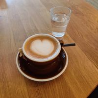 cappuccino with oat milk at piu-Ma in Gmunden
