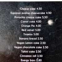 Sweets menu  at Kofi Microroastery in Ioannina