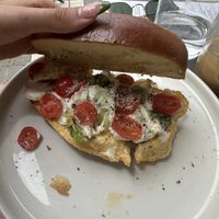 VEGETARIAN, CUSTOM: Brioche lobster bread without bacon   at Kofi Microroastery in Ioannina