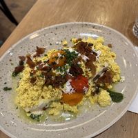 ‘breakfast in bead’ - avocado toast with tofu scramble!!  at Mahalo - Kungsholmen in Stockholm
