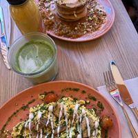 Breakfast in bread, Cloudberry & Cream, Matcha and juice   at Mahalo - Kungsholmen in Stockholm