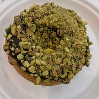 Chocolate pistachio vegan donut at Donerds Donuts in Bethlehem
