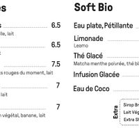 Cold beverages menu at kind cafe @ kind yoga in Paris