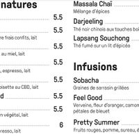 Hot beverages menu at kind cafe @ kind yoga in Paris