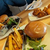 The really really good burger and twice cooked fries (also good). And the not bad cauliflower bites. at Fitz's Bar in Doolin