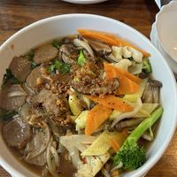 Ramen with beeff  at Sosaku Vegan Restaurant in Vienna