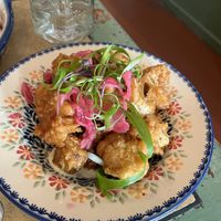 Vegan Fried Chicken
No chicken involved, just cauliflower, spring onions, ginger  at Borsch, Vodka & Tears in Windsor