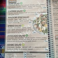 Menu - salads  at Charlis'nack in Copacabana