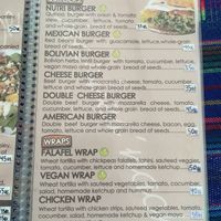 Menu - burgers & wraps  at Charlis'nack in Copacabana