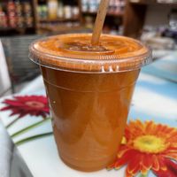 Carrot-orange-ginger juice  at Good Food Conspiracy in Big Pine Key