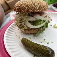 Veggie burger  at Good Food Conspiracy in Big Pine Key