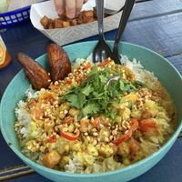 Moqueca bowl with tempehh  at Muñecas Taco Garden and Bar in Gainesville